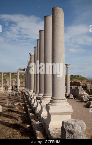 Marché, site archéologique antique de Perge, Antalya, Turkish Riviera, la Turquie, l'Asie Banque D'Images