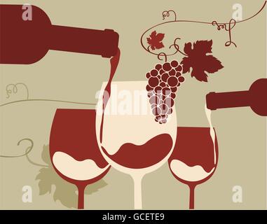 Bouteille de vin de raisin en verre Illustration de Vecteur