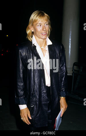 Martina Navratilova, star du tennis, qui assistait à une représentation de la comédie musicale « le fantôme de l'Opéra » d'Andre Lloyd Webber au théâtre de sa Majesté, Haymarket, Londres. Banque D'Images