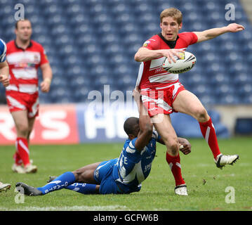 Rugby League - week-end magique - deuxième jour - Murrayfield.Sam Tomkins de Wigan Warhors et Michael Lawrence de Huddersfield pendant le week-end magique à Murrayfield, Édimbourg. Banque D'Images