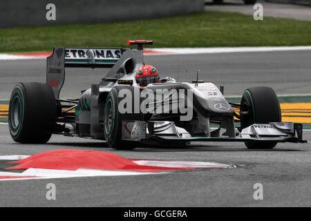 Course automobile Formula One - Grand Prix d'Espagne - pratique - circuit de Catalunya.Michael Schumacher de Mercedes GP lors de la deuxième session d'entraînement sur le circuit de Catalunya à Barcelone Banque D'Images