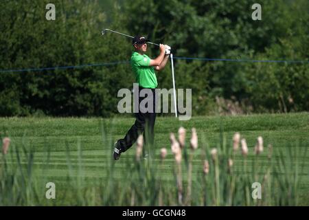 Graeme Storm en action pendant la deuxième partie du Celtic Manor Wales Open, au Celtic Manor Resort Banque D'Images