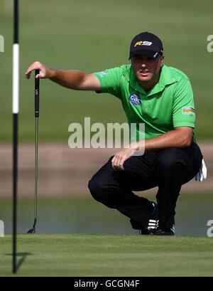 Graeme Storm en action pendant la deuxième partie du Celtic Manor Wales Open, au Celtic Manor Resort Banque D'Images