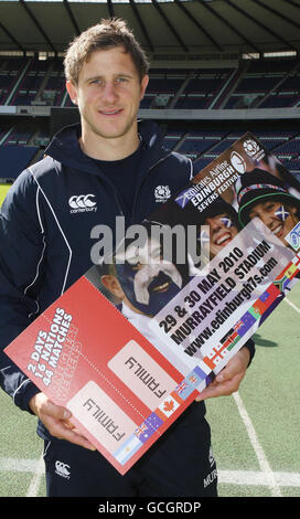 Mark Robertson de l'Écosse 7 lors de l'annonce de l'équipe à Murrayfield, Édimbourg. Banque D'Images