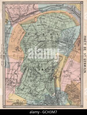 FORÊT DE ST. GERMAIN-EN-LAYE. Poissy Maisons-Laffitte Mezzenile-le-Roi, 1860 map Banque D'Images