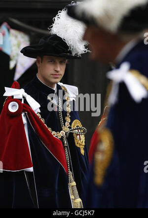 Prince William assiste au Service de l'ordre du Garter, à la chapelle Saint-George, au château de Windsor, à Windsor. Banque D'Images