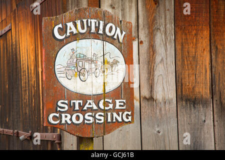 Stade crossing sign, Columbia State Historic Park, Californie Banque D'Images