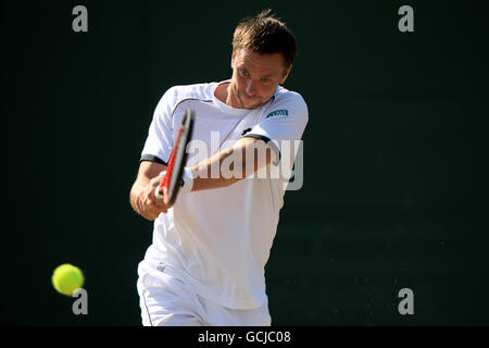 Tennis - Championnats de Wimbledon 2010 - septième jour - le club de tennis et de croquet de pelouse de toute l'Angleterre.Robin Soderling de Suède en action contre David Ferrer d'Espagne Banque D'Images