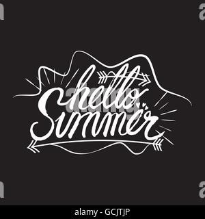 Hello Summer Lettrage Main Vector Illustration Illustration de Vecteur
