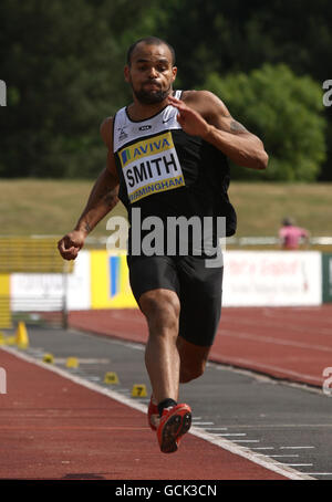 Athlétisme - épreuves européennes d'Aviva et championnats du Royaume-Uni - deuxième jour - Alexander Stadium.Leigh Smith participe au long saut masculin lors des épreuves européennes d'Aviva et des championnats du Royaume-Uni au stade Alexander, à Birmingham. Banque D'Images