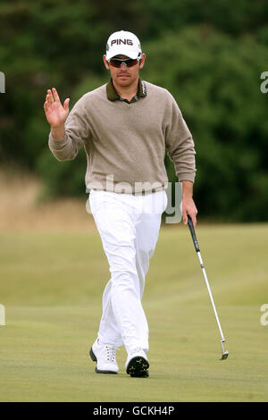 Louis Oosthuizen d'Afrique du Sud pendant la quatrième manche du Championnat d'Open 2010 à St Andrews, Fife, Écosse. Banque D'Images