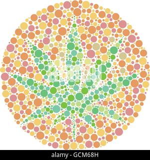 Ishihara test de couleur plaque avec la forme de feuille de cannabis. Vector EPS Illustrator 10. Illustration de Vecteur