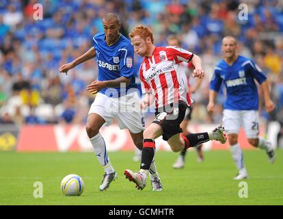 Jay Bothroyd de Cardiff (à gauche) et Stephen Quinn de Sheffield United (à droite) lutte pour le ballon Banque D'Images