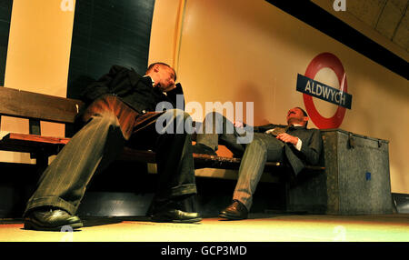 Blitz recréées à l'abri de la station de métro d'Aldwych Banque D'Images