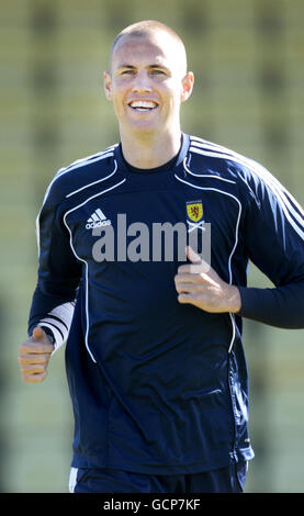 Kenny Miller, en Écosse, pendant une séance d'entraînement au stade Strathclyde Homes, à Dumbarton. Banque D'Images