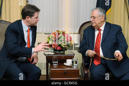 Le vice-premier ministre Nick Clegg rencontre le président irakien Jalal Talabani à New York. Banque D'Images