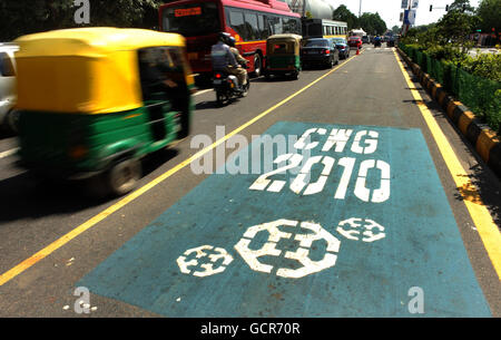 Sport - Jeux du Commonwealth 2010 - Aperçu jour quatre - Delhi.Une voie spéciale est réservée au trafic officiel des Jeux du Commonwealth à New Delhi, en Inde. Banque D'Images