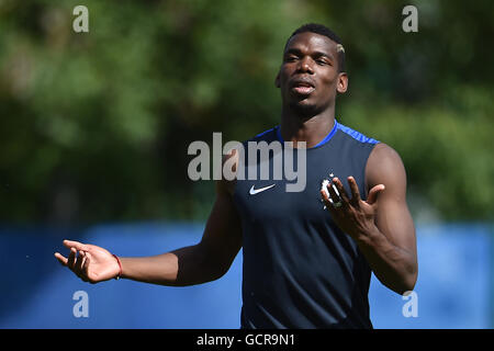 Paul Pogba en France pendant une session d'entraînement à l'Académie de football de Clairefontaine, Clairefontaine-en-Yvelines. Banque D'Images