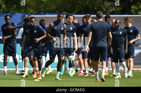 Paul Pogba la France au cours d'une séance de formation à l'Académie de football de Clairefontaine, Clairefontaine-en-Yvelines. Banque D'Images