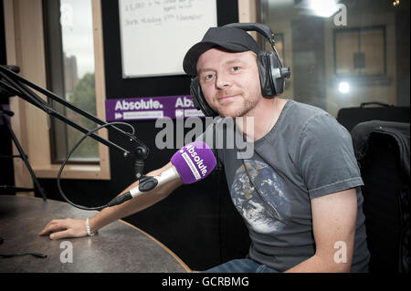 Simon Pegg Absolute Radio visites - Londres Banque D'Images