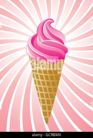 Icecream vecteur cône sur rétro arrière Illustration de Vecteur