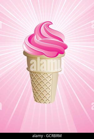 Icecream vecteur cône sur rétro arrière Illustration de Vecteur