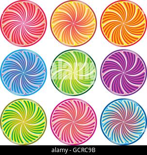 Vector set de rondelles d'agrumes colorés et abstraits Illustration de Vecteur