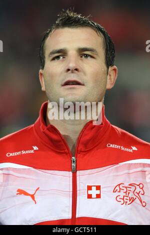 Football - UEFA Euro 2012 - qualification - Groupe G - Suisse / pays de Galles - Parc St Jakob. Alexander Frei, Suisse Banque D'Images