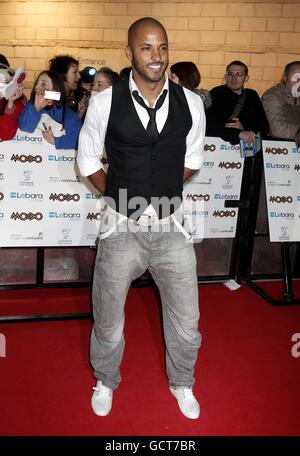 Prix Mobo 2010 - Liverpool.Ricky Whittle arrive pour les Mobo Awards 2010, à l'Echo Arena, Monarchs Quay, Albert Dock, Liverpool. Banque D'Images