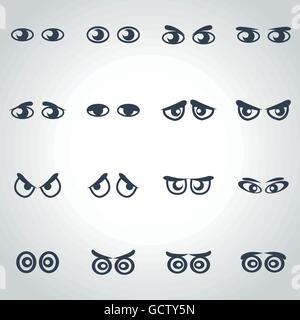Vector cartoon noir yeux icon set Illustration de Vecteur