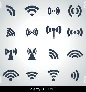 Vector icons set sans fil noir Illustration de Vecteur