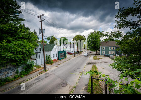 Vue de la deuxième rue, dans Piscataquog, Manchester, New Hampshire. Banque D'Images