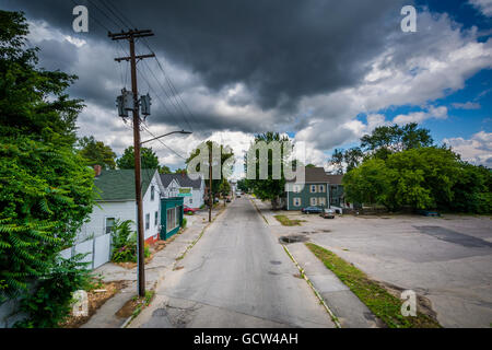 Vue de la deuxième rue, dans Piscataquog, Manchester, New Hampshire. Banque D'Images