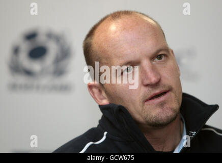 Rugby Union - Gregor Townsend Photocall - Murrayfield.Gregor Townsend, entraîneur d'attaque écossais, parle lors d'une conférence de presse à Murrayfield, Édimbourg. Banque D'Images