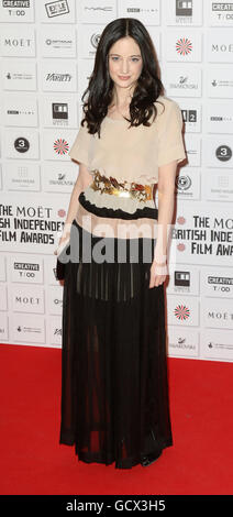 L'actrice Andrea Riseborough arrive aux Moet British Independent film Awards au Old Billingsgate Market, dans le centre de Londres. Banque D'Images