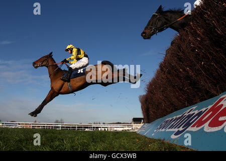 Jockey Nick Scholfield sur Lordsbridge pendant le Sanderson Weatherall Barbara E coup de main de novices d'anniversaire Chase Banque D'Images