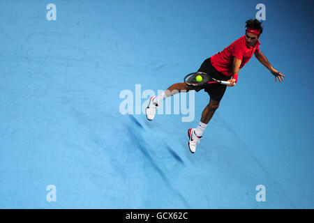 Tennis - Barclays ATP World tennis Tour finals - Premier jour - O2 Arena. Roger Federer, Suisse Banque D'Images