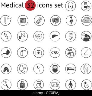 Télévision medical icons set Illustration de Vecteur