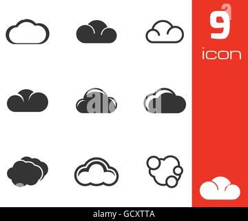 Nuage noir Vector icons set Illustration de Vecteur
