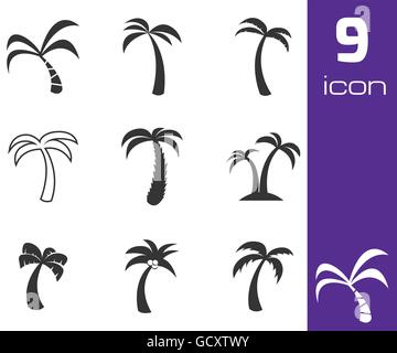 Vector black palm icons set Illustration de Vecteur