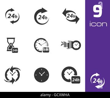 Réveil noir Vector icons set Illustration de Vecteur