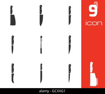 Couteau de cuisine noir Vector icons set Illustration de Vecteur