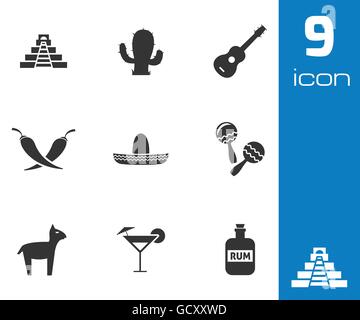 Mexique noir Vector icons set Illustration de Vecteur
