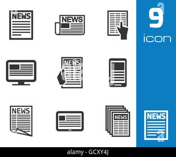 Journal noir Vector icons set Illustration de Vecteur