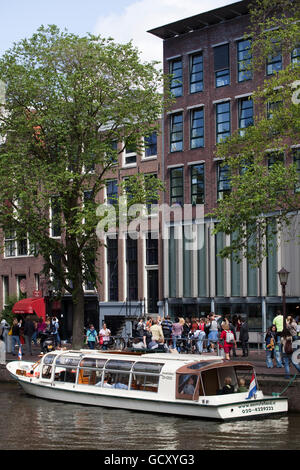 La maison d'Anne Frank sur le canal Prinsengracht, Amsterdam, Hollande, Pays-Bas, Europe Banque D'Images