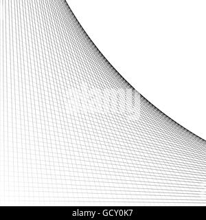 Profil de filet, à l'intersection de lignes avec l'arc, courbe de diffusion de l'angle. Motif réticulé avec l'asymétrie. Abstract monochro Illustration de Vecteur