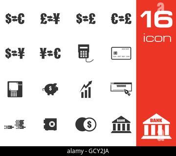 Vector black bank icons set Illustration de Vecteur