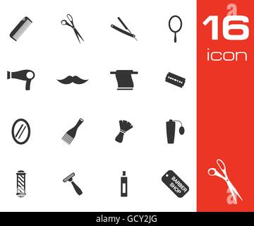 Vector icon set coiffure noir sur fond blanc Illustration de Vecteur