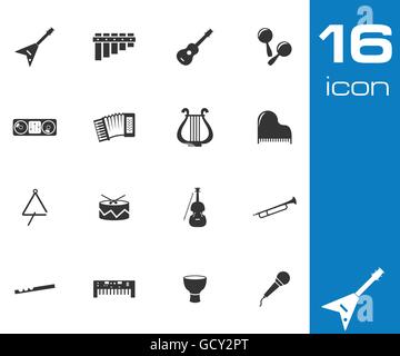 Instruments de musique black Vector icons set Illustration de Vecteur