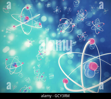 Résumé fond d'atomes en mouvement. Illustration 3d d'une grande qualité Banque D'Images